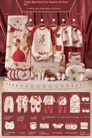 Newborn Gift Box Newborn Baby Meeting Etiquette Clothes Suit (Option: Four Seasons Red 26 Pieces-66cm)