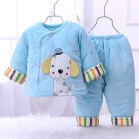 Baby Cotton Padded Coat Winter Thick Suede Cotton Jacket Quilted Two Newborn Winter Clothing (Option: Blue-50 Yards)