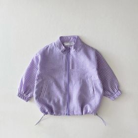 Children's Summer Thin Plaid Sun Protection Coat (Option: Purple-80cm)