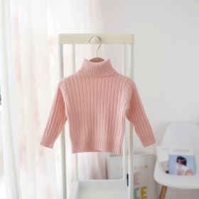 Boys And Girls Turtleneck Solid Color Bottoming Shirt (Option: Pink-80cm)