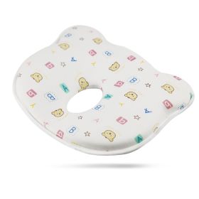 Cartoon Four Seasons Baby Headrest Anti-deviation Head Shaping For Children And Kids Pillow (Option: White Low Letter Bear-25 × 23 × 3)