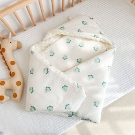 Autumn And Winter Thickened Baby Cotton Wrinkled Beanie Velvet Quilt (Option: Green dinosaur)