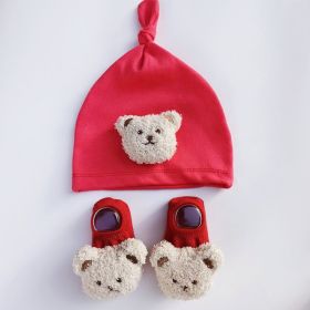 Spring Baby Boys And Girls Socks Hat Suit (Option: Red Suit)