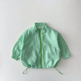 Children's Summer Thin Plaid Sun Protection Coat (Option: Green-80cm)