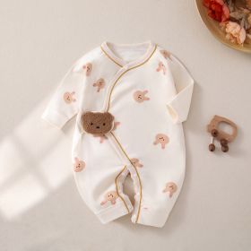 Newborn Jumpsuit Baby Butterfly Clothes Boneless Romper (Option: Beige Bunny-52cm)