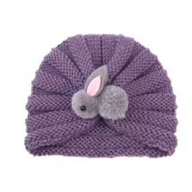 Children Wool Knitted Hat Autumn And Winter (Option: Smoky Gray Rabbit)