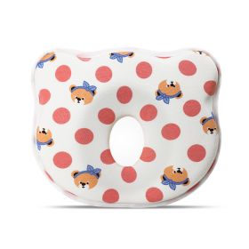 Cartoon Four Seasons Baby Headrest Anti-deviation Head Shaping For Children And Kids Pillow (Option: Red Dot Bear-25 × 23 × 3)