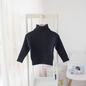 Boys And Girls Turtleneck Solid Color Bottoming Shirt (Option: Black-80cm)