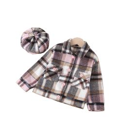 Girls Fashion Small Plaid Coat Fashion (Option: Pink-90cm)