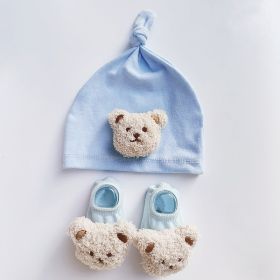 Spring Baby Boys And Girls Socks Hat Suit (Option: Blue Suit)