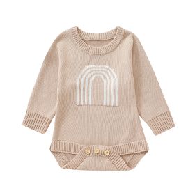 Children's Romper Sweater  White Light Brown (Option: Light Brown-60cm)