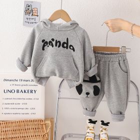 Autumn And Winter Lesser Panda Cotton Comfortable Long Sleeve Suit (Option: Gray-80cm)