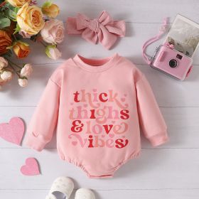 Baby Valentine's Day Pink Letters Jumpsuit Romper (Option: Pink-0 3M)