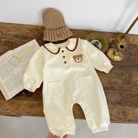 Baby Bear Pocket Romper Turn-down Collar Coat (Option: Apricot Romper-66cm)