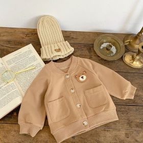 Baby Bear Pocket Romper Turn-down Collar Coat (Option: Brown Coat-73CM)