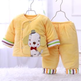 Baby Cotton Padded Coat Winter Thick Suede Cotton Jacket Quilted Two Newborn Winter Clothing (Option: Yellow-55Yards)