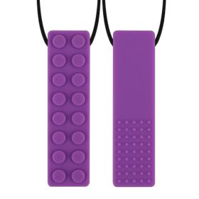 Building Blocks Teether Chewing Pendant Rainbow Teether Baby Teether Stick Self-closing (Color: Purple)