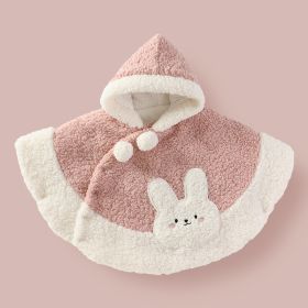 Rabbit Treasure Warm Thickened Plus Velvet Out Capes For Men And Women (Option: Pink-90cm)