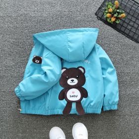 Children's Fashionable Thin Hooded Windbreaker (Option: Baby bear coat blue-80cm)