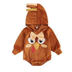 Romper Thanksgiving Chicken Shape Cute Style Men And Women Baby Jumpsuits (Option: Dark Brown-60cm)