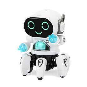 Electric Rock Robot, Music, Light, Automatic Walking, Swinging And Dancing Robot, Children's Toys (Option: White sixjaw robot)