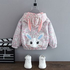 Children's Fashionable Thin Hooded Windbreaker (Option: Little rabbit coat pink-80cm)