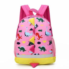 Cartoon Dinosaur Children Bag Kindergarten Children School Bag (Color: Pink)