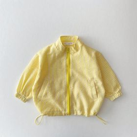 Children's Summer Thin Plaid Sun Protection Coat (Option: Yellow-80cm)