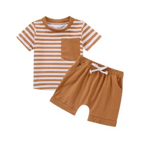 Short-sleeved Shorts Stitching Children's Suit (Option: Light Yellow Short Sleeve-70cm)