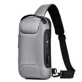 Chest Bag Men Shoulder Bag Men Business (Color: Silver)