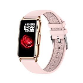 H80 smart bracelet 1.47 inch screen sports smart bracelet Bluetooth watch is applicable to Apple watch (colour: Gold Pink English)