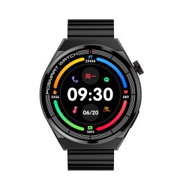 Smart sports watch Huaqiang North top equipped with Porsche men's waterproof large screen 1.45 Bluetooth (colour: Black steel strip)