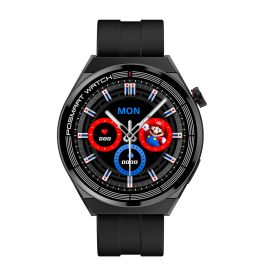 Smart sports watch Huaqiang North top equipped with Porsche men's waterproof large screen 1.45 Bluetooth (colour: Dark grey+black silicon)