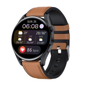 2022 T33S smart watch Bluetooth call temperature heart rate blood pressure oximeter step music control detection (colour: Brown pelt)