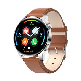 I29 smart bracelet Heart rate Blood pressure Blood oxygen Music playback Photoshop Bluetooth call watch (colour: Belt brown)