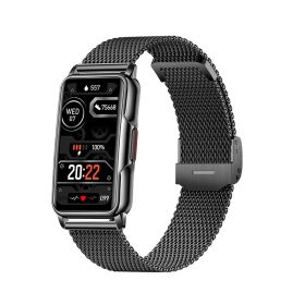 H80 smart bracelet 1.47 inch screen sports smart bracelet Bluetooth watch is applicable to Apple watch (colour: Black Steel English)