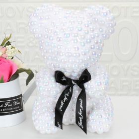 Valentines Day Gift Pearl Rose Teddy Bear Rose Flower Artificial Party Wedding Decoration Christmas Gifts Women Valentines Gift (Color: 21 cm Height)