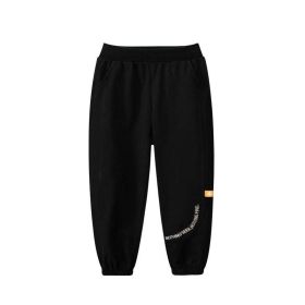 Baby Letters Pattern Solid Color Simple Style Trousers Pants (Color: Black)