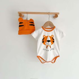 Baby Girl Cartoon Animal Print Round Collar Short-Sleeved Onesies (Size/Age: 100 (2-3Y))