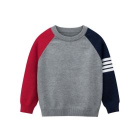 Baby Boy Contrast Design Side Striped Pattern Knitted Western Style Sweater (Size/Age: 110 (3-5Y))