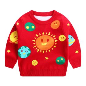 Baby Boy Solar System Pattern O-Neck Pullover Sweater (Size/Age: 110 (3-5Y))