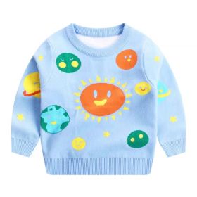 Baby Boy Solar System Pattern O-Neck Pullover Sweater (Size/Age: 140 (8-10Y))