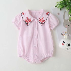 Baby Girl Embroidered Pattern Bubble Sleeve Design Short-Sleeved Cardigan Onesies (Size/Age: 90 (12-24M))