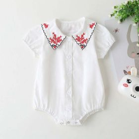 Baby Girl Embroidered Pattern Bubble Sleeve Design Short-Sleeved Cardigan Onesies (Size/Age: 80 (9-12M))