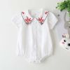 Baby Girl Embroidered Pattern Bubble Sleeve Design Short-Sleeved Cardigan Onesies