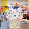 Baby Cartoon Pattern Long Sleeves Shirt Combo Pants Soft Cotton Sets Pajamas