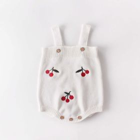 Baby Girl 1pc Cherry Embroidered Graphic Crotch Knitted Bodysuit & Button Front Sweater Coat Sets (Size/Age: 73 (6-9M))