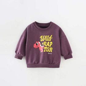 Baby Dinosaur And Letter Print Pattern Casual Cotton Hoodie (Size/Age: 130 (7-8Y))