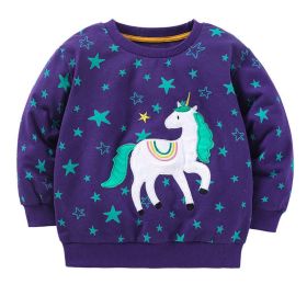 Baby Boy And Girl Unicorn Patches Pattern Pure Cotton Loose Hoodie (Size/Age: 90 (12-24M))