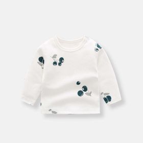 Baby Allover Fruit Graphic 100% Pure Organic Cotton Side Snap Button Tops (Color: Blue)